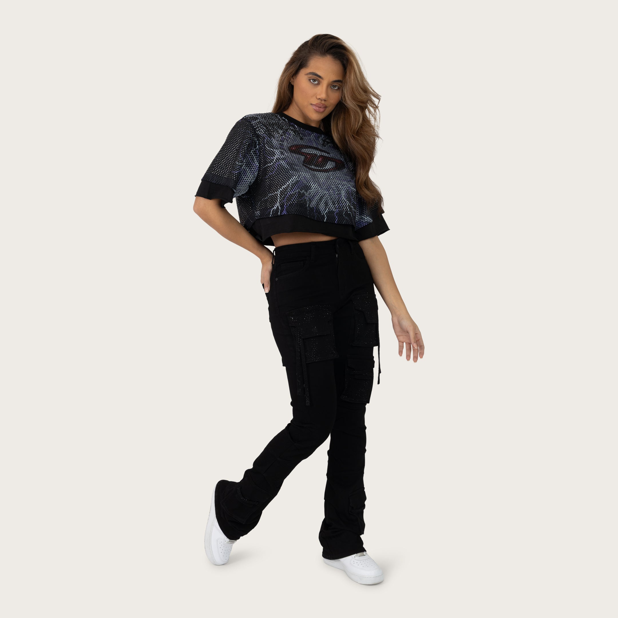 High Rise Stacked Pinched Jeans - Deep Black