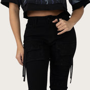 High Rise Stacked Pinched Jeans - Deep Black