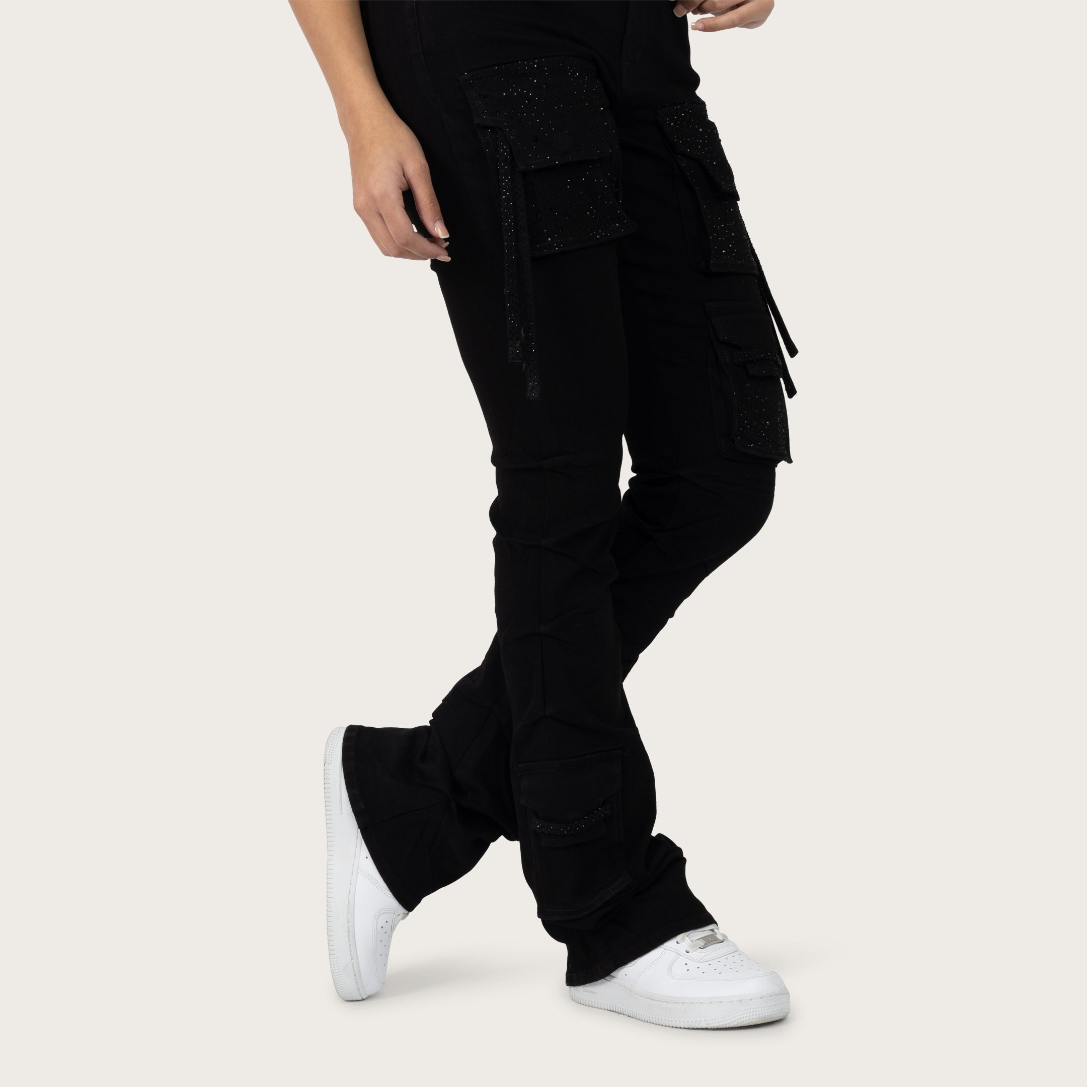 High Rise Stacked Pinched Jeans - Deep Black