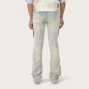 High Rise Stacked Pinched Jeans - Leo Blue
