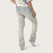 High Rise Stacked Pinched Jeans - Leo Blue