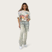 High Rise Stacked Pinched Jeans - Leo Blue