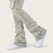 High Rise Stacked Pinched Jeans - Leo Blue