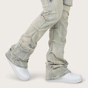 High Rise Stacked Pinched Jeans - Leo Blue