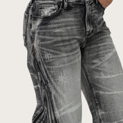 High Rise Wide Leg Printed Jeans - Crystal Black