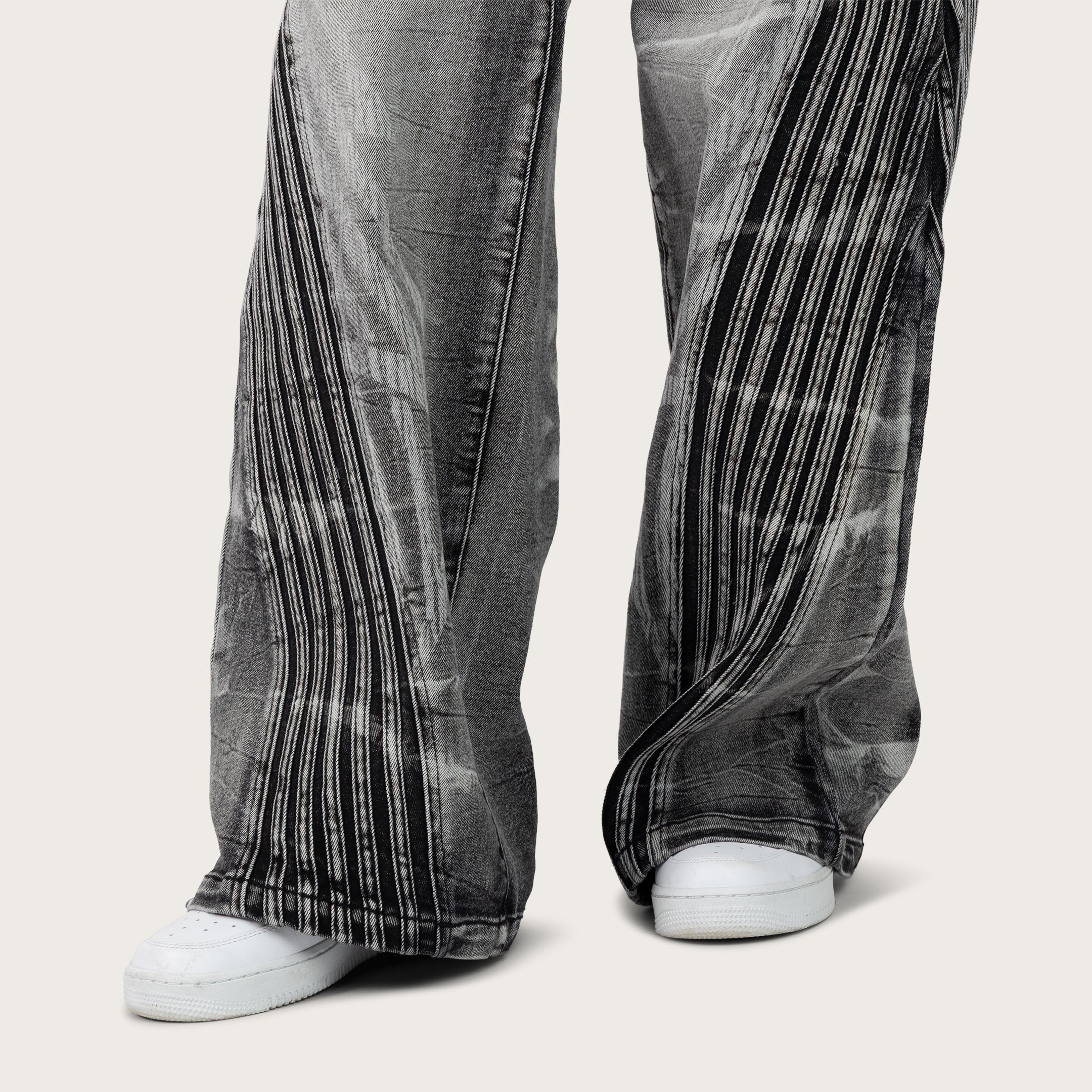 High Rise Wide Leg Printed Jeans - Crystal Black