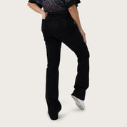 High Rise Bootcut Rhinestone Jeans - Deep Black