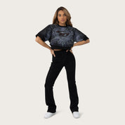 High Rise Bootcut Rhinestone Jeans - Deep Black