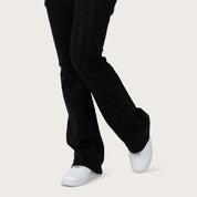 High Rise Bootcut Rhinestone Jeans - Deep Black