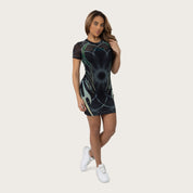 Fitted Print Mesh Dress - Nebula Black