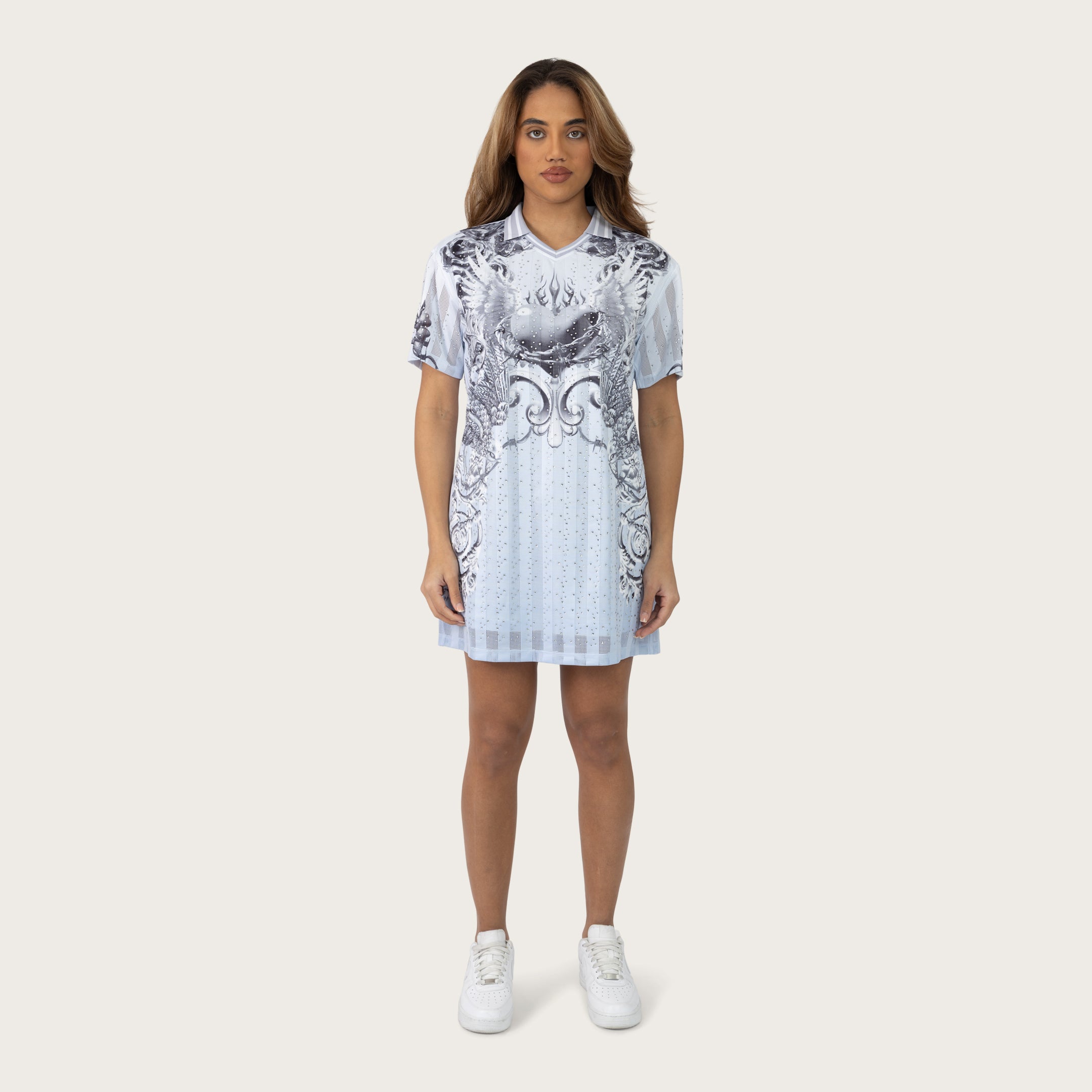Relaxed Short Sleeve Mesh Dress - Xenon Blue