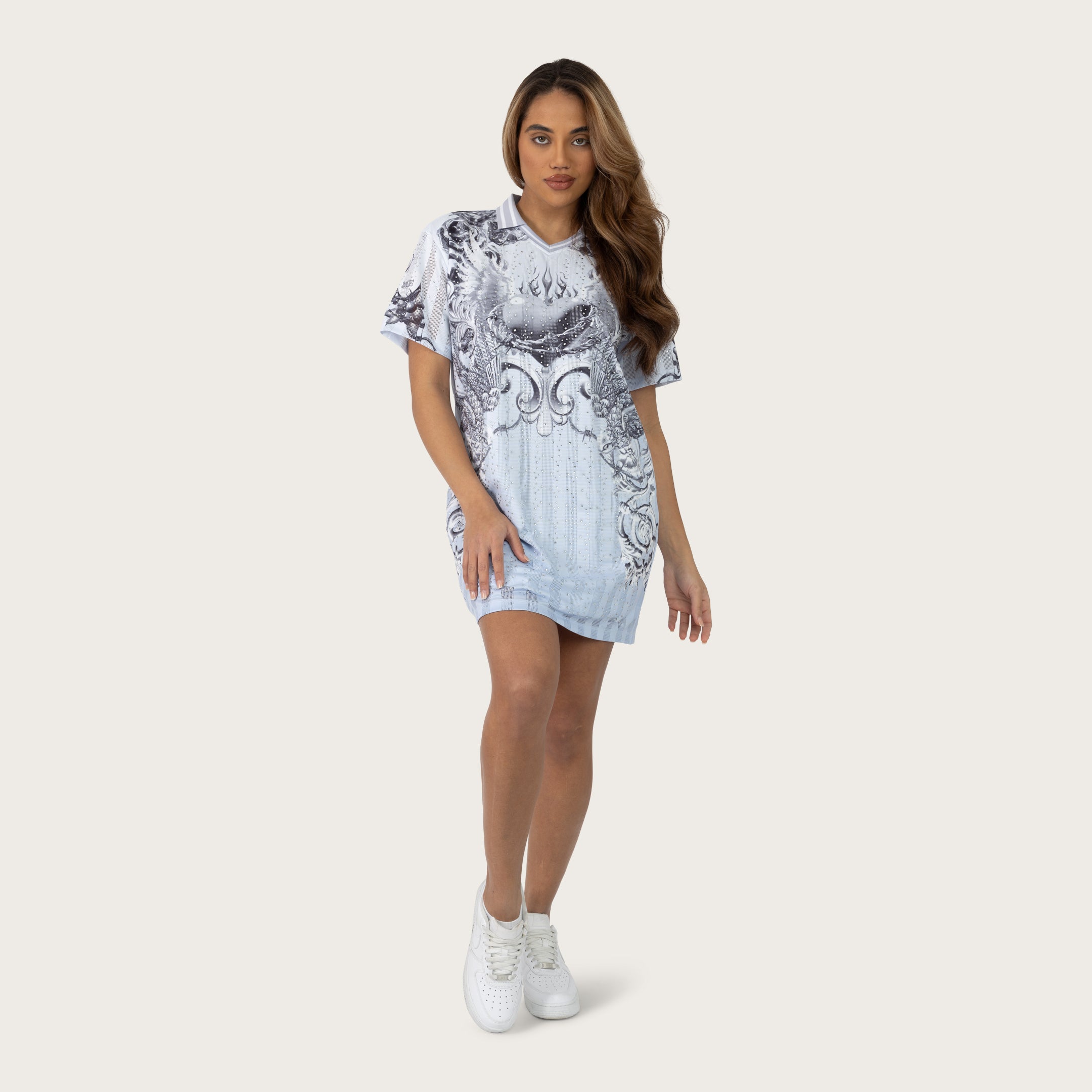 Relaxed Short Sleeve Mesh Dress - Xenon Blue
