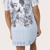 Relaxed Short Sleeve Mesh Dress - Xenon Blue