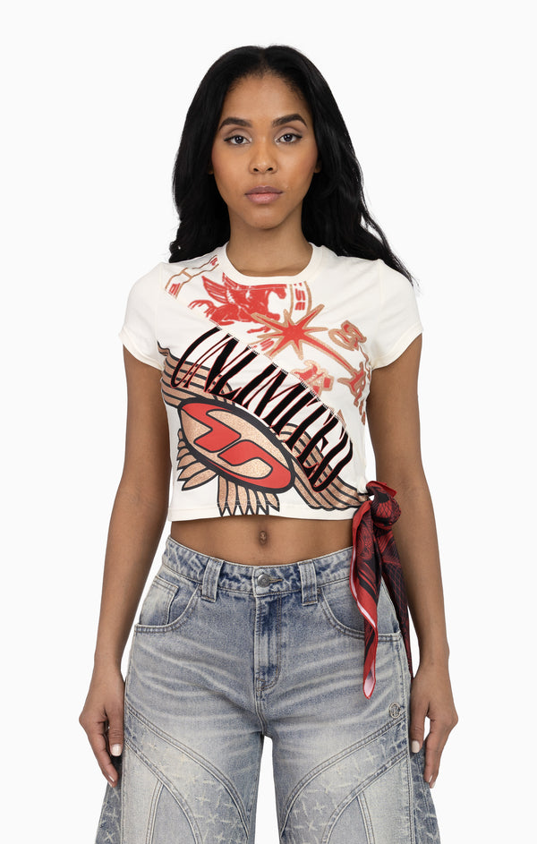 Glitter Printed Bandana Tee - Turtle Dove