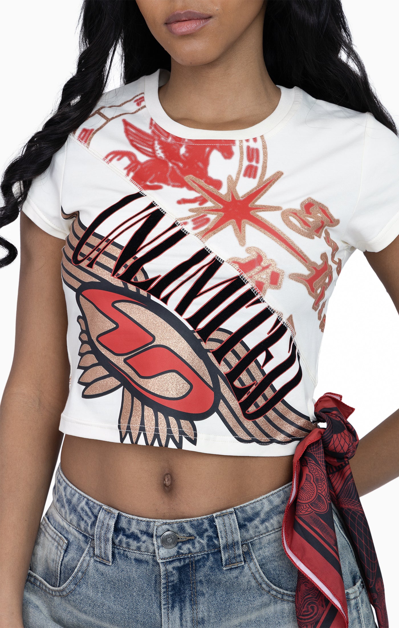 Glitter Printed Bandana Tee - Turtle Dove