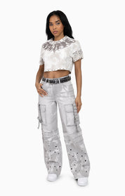 Embellished Tie Dyed Tee - Bone