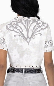 Embellished Tie Dyed Tee - Bone