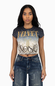 Embroidered Dip Dye T-Shirt - Black Fog