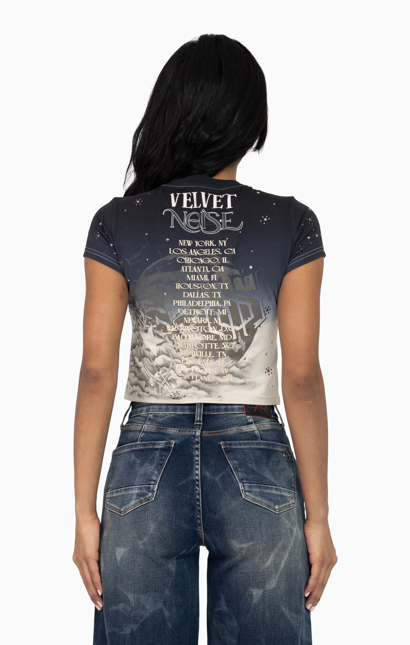 Embroidered Dip Dye T-Shirt - Black Fog