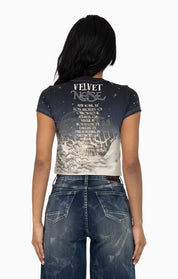 Embroidered Dip Dye T-Shirt - Black Fog