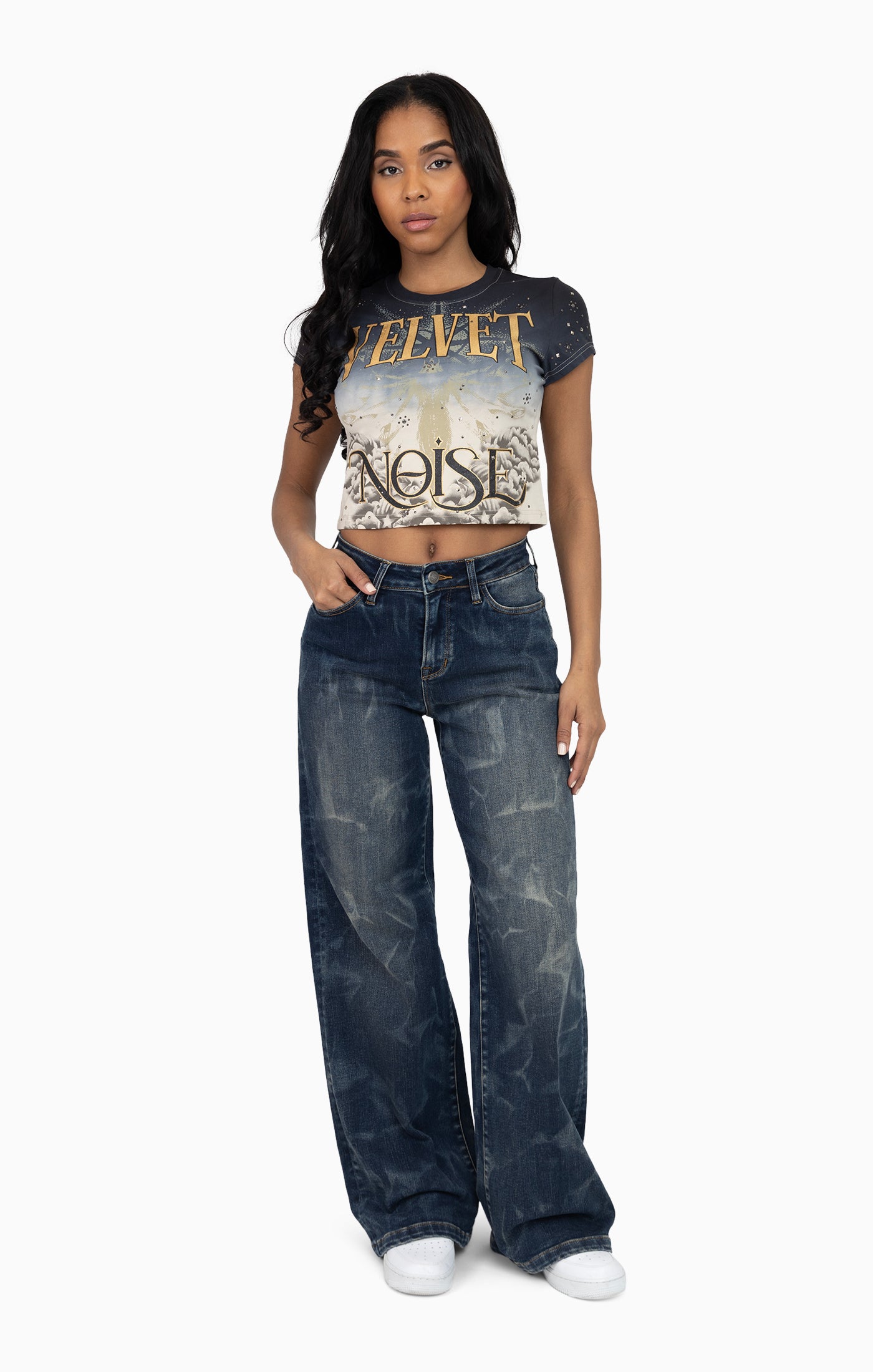 Embroidered Dip Dye T-Shirt - Black Fog