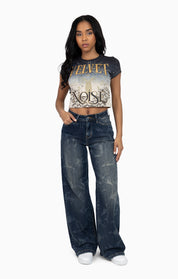 Embroidered Dip Dye T-Shirt - Black Fog