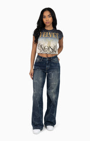 Embroidered Dip Dye T-Shirt - Black Fog