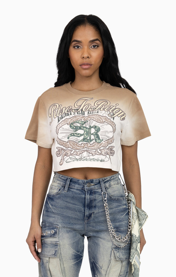 Puff Print Embellished Tee - Dune
