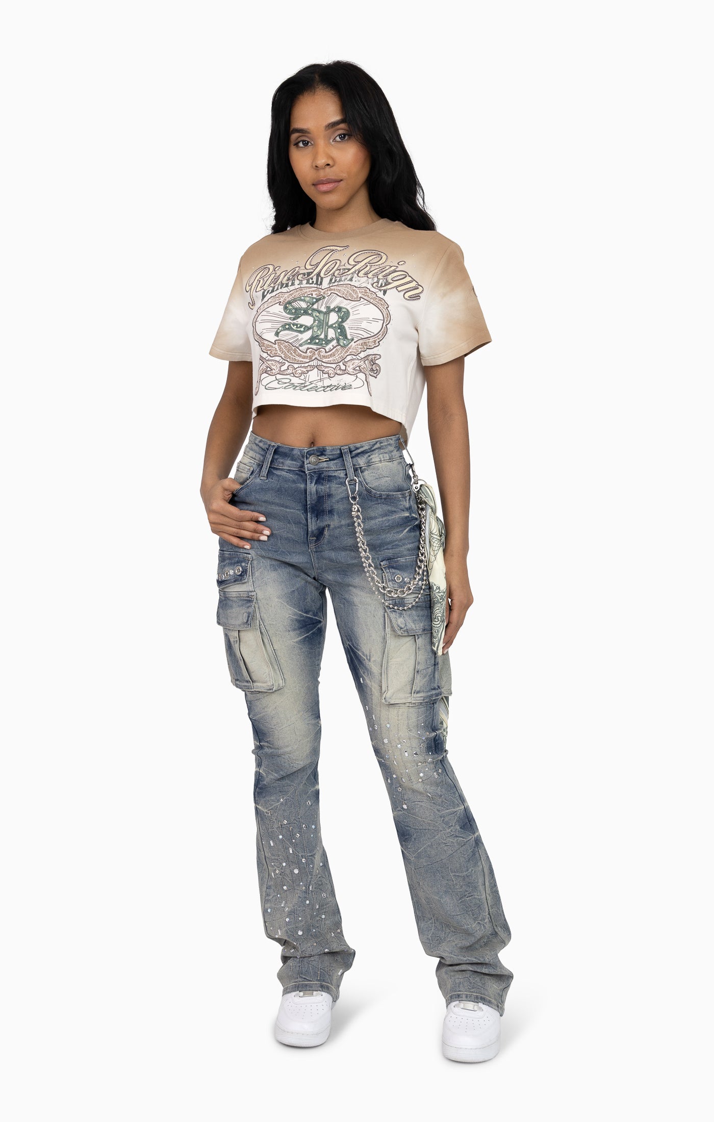 Puff Print Embellished Tee - Dune
