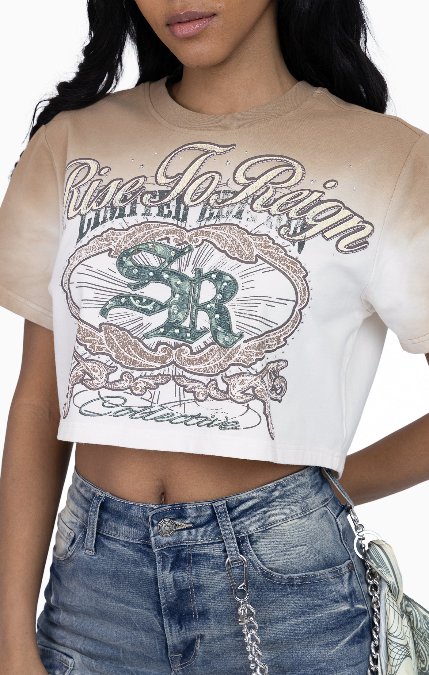 Puff Print Embellished Tee - Dune