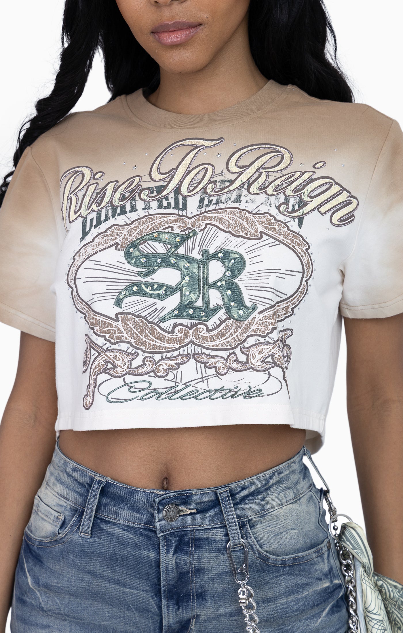 Puff Print Embellished Tee - Dune