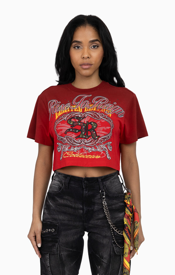 Puff Print Embellished Tee - True Red