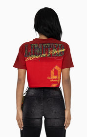 Puff Print Embellished Tee - True Red