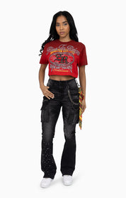 Puff Print Embellished Tee - True Red