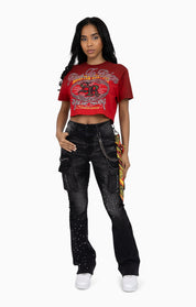 Puff Print Embellished Tee - True Red