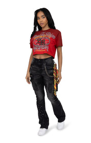 Puff Print Embellished Tee - True Red