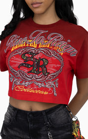 Puff Print Embellished Tee - True Red