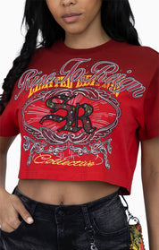 Puff Print Embellished Tee - True Red