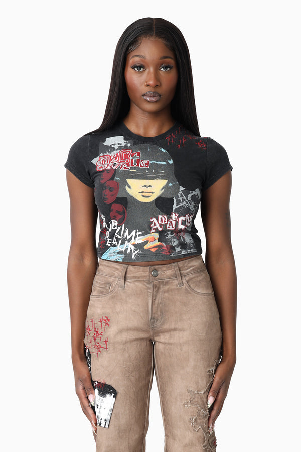 Embroidered Printed T-Shirt - Black
