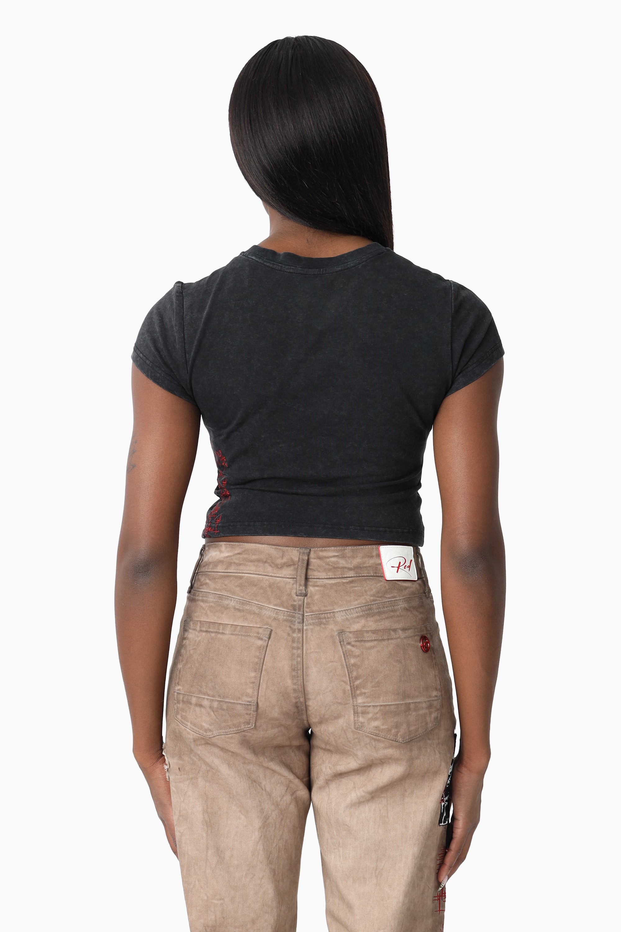 Embroidered Printed T-Shirt - Black