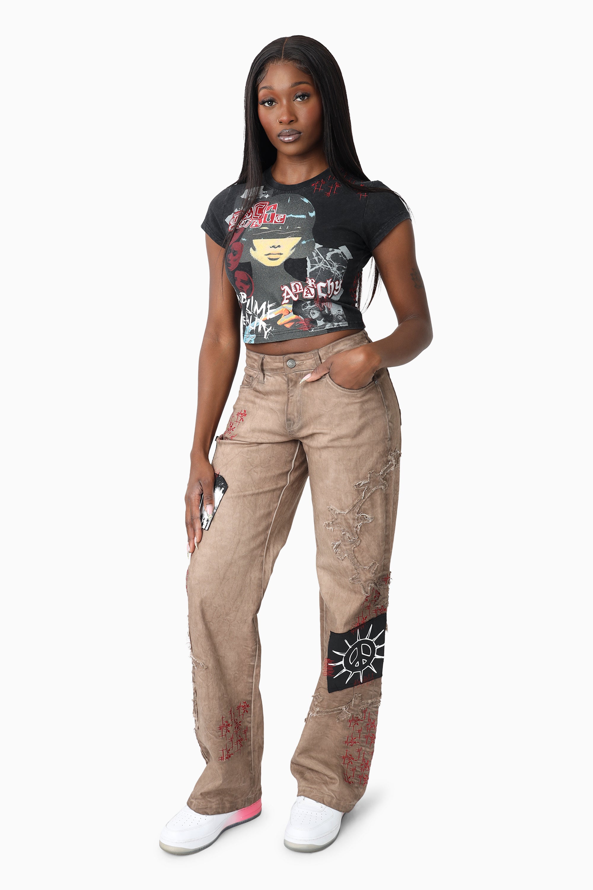 Embroidered Printed T-Shirt - Black