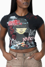 Embroidered Printed T-Shirt - Black