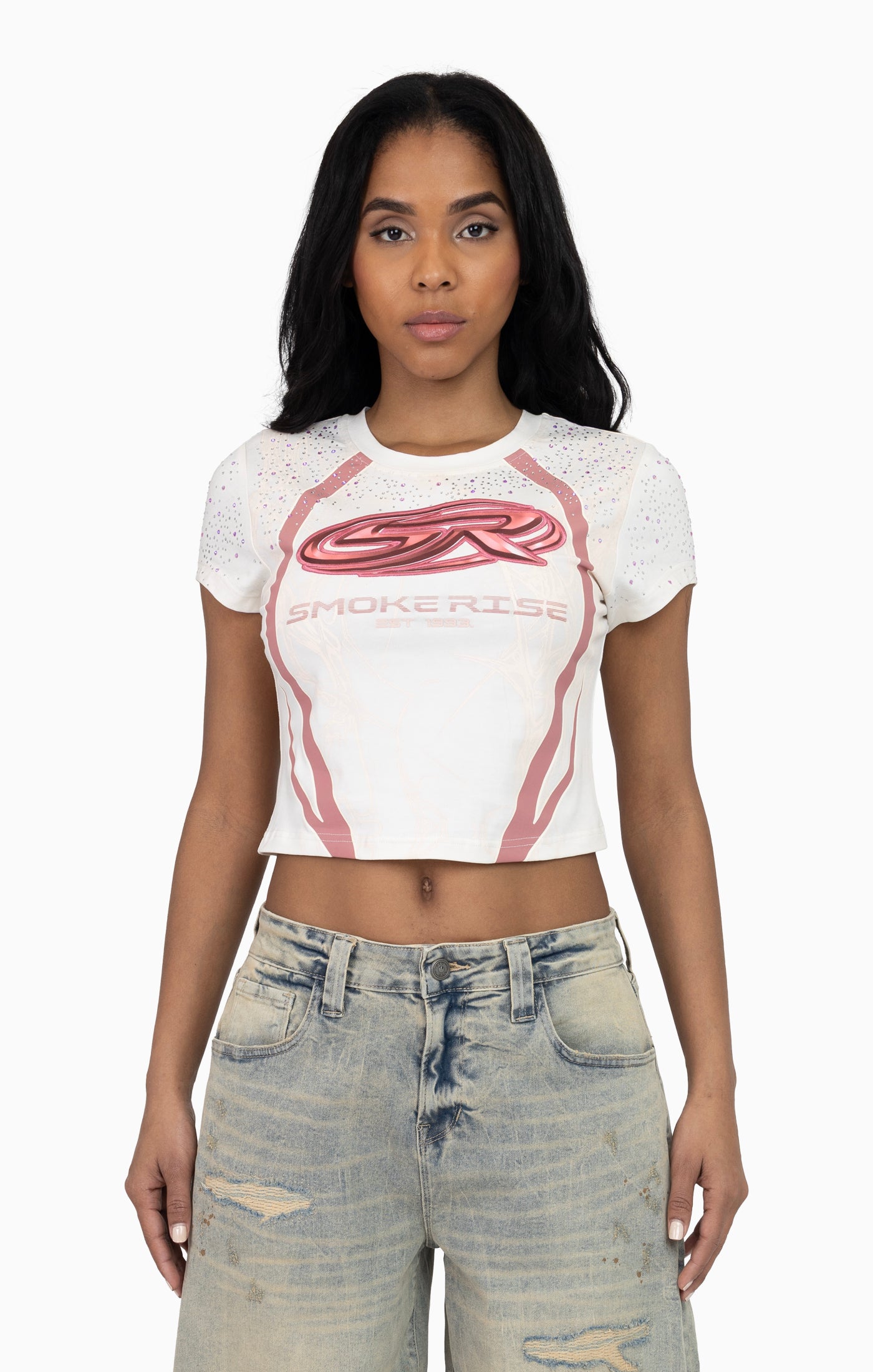 Sublimated Patch Print T-Shirt - Blush Powder