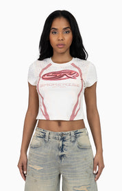 Sublimated Patch Print T-Shirt - Blush Powder
