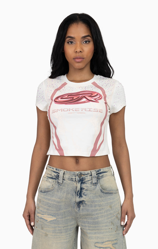 Sublimated Patch Print T-Shirt - Blush Powder