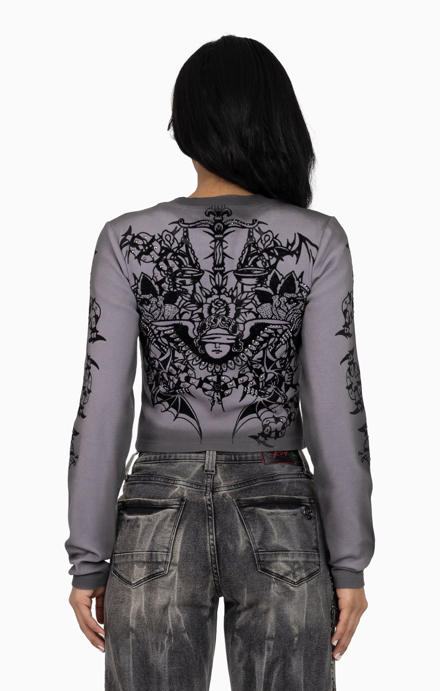 Embellished Ribbed Long Sleeve - December Sky