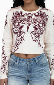 Embellished Ribbed Long Sleeve - Sugar