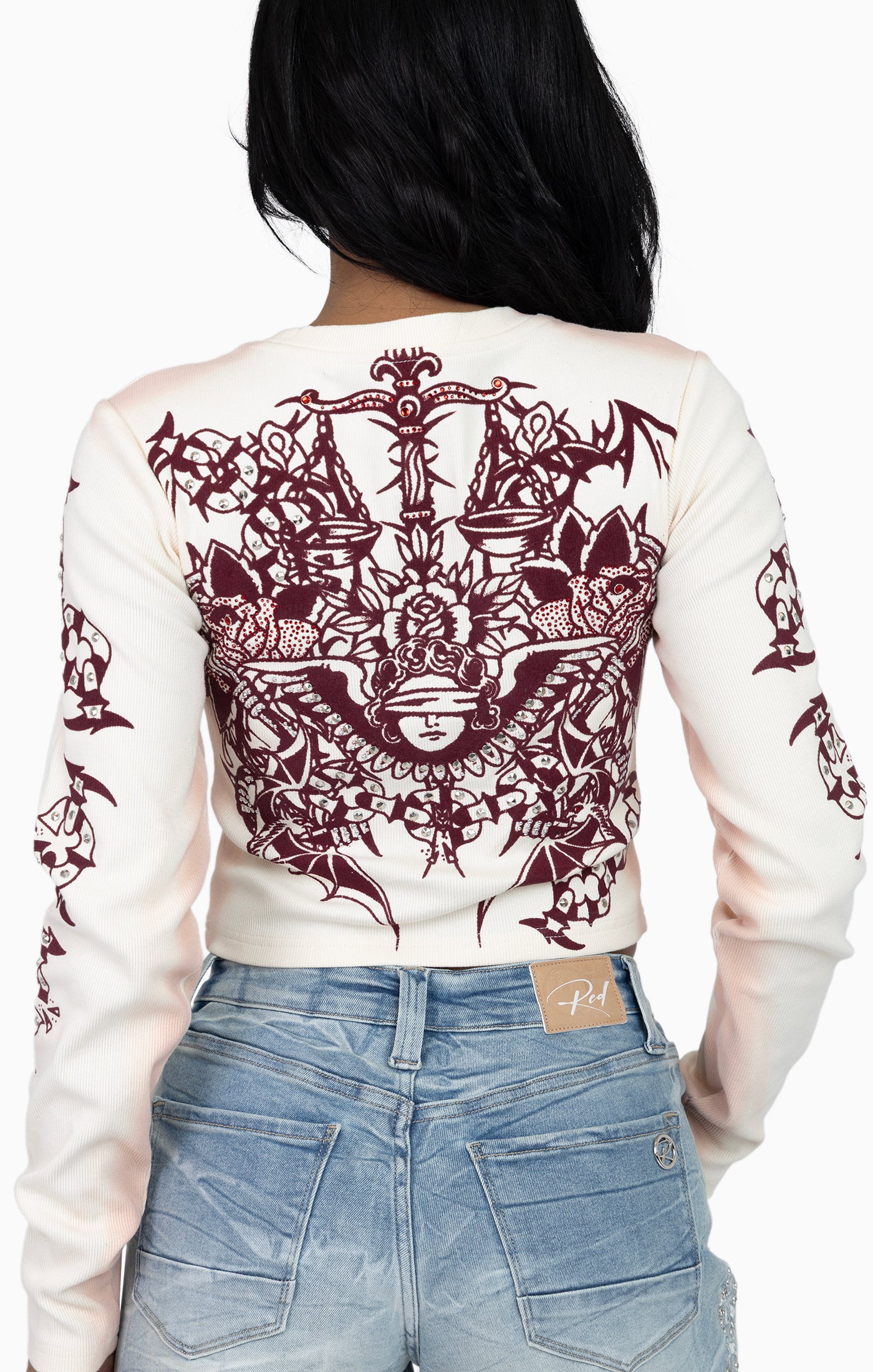 Embellished Ribbed Long Sleeve - Sugar