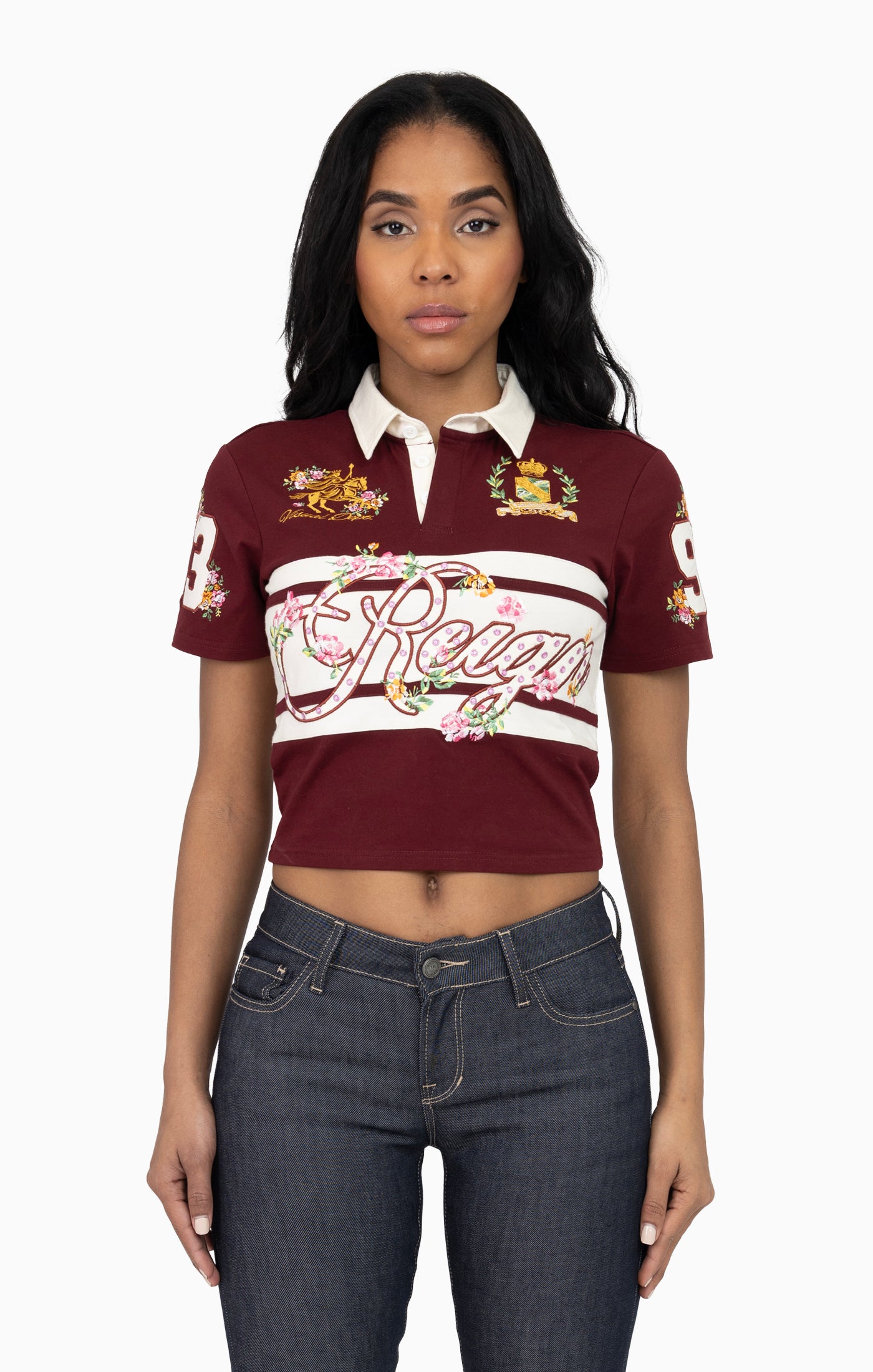 Patched Embroidered Polo Shirt - Rum Raisin