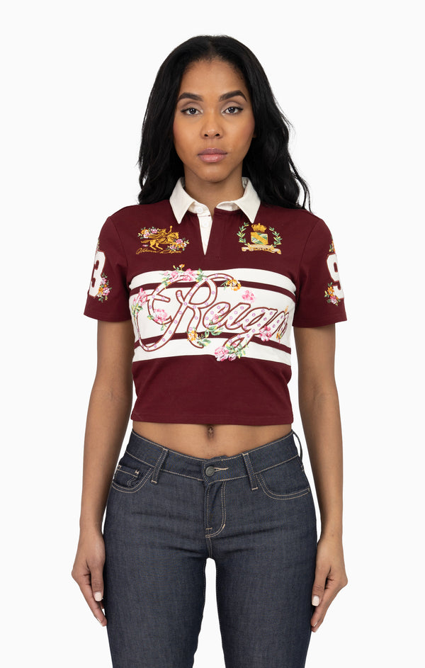 Patched Embroidered Polo Shirt - Rum Raisin